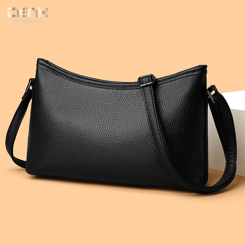 Women's Genuine Leather Simple Lychee Pattern First Women's Shoulder Bag
