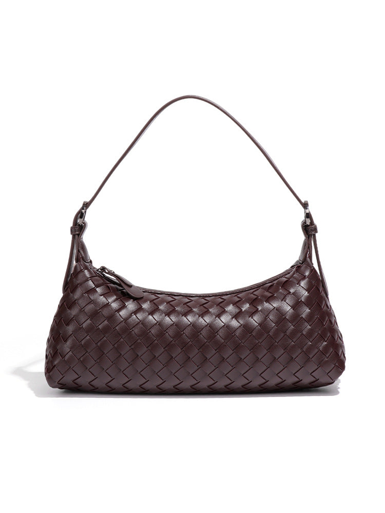 Women's Woven Baguette Texture Soft Leather Underarm Women's Handbag