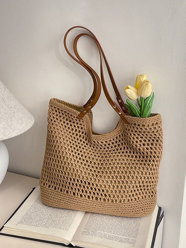 Women's Hollow Woven Portable Seaside Vacation Beach Women's Shoulder Bag