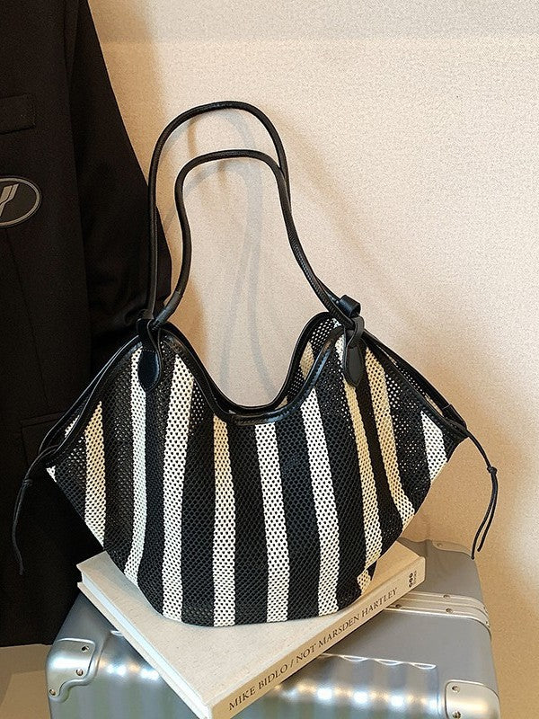 Design Large Capacity Totes Fashion Stripe Handbags