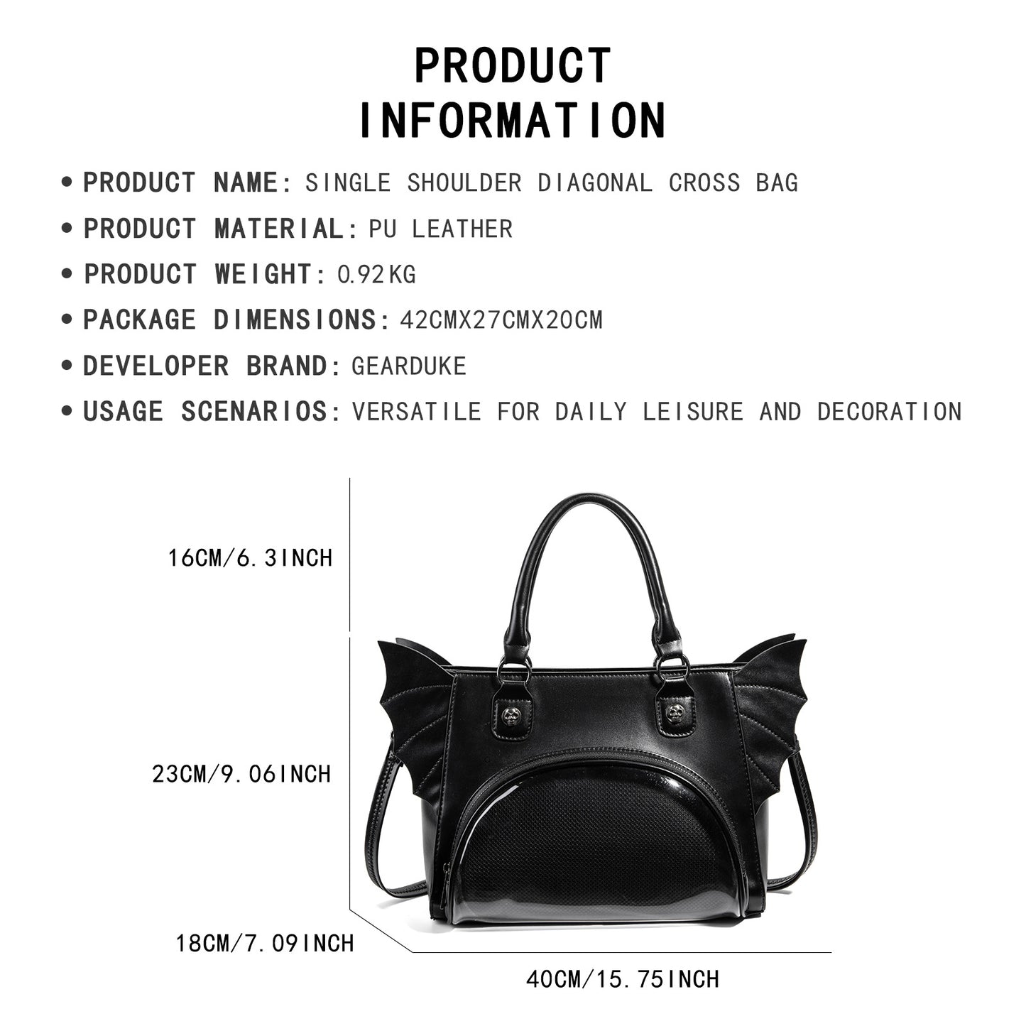 Goth Style Hot Cartoon Comic Show Game Niche Large Women's Shoulder Bag