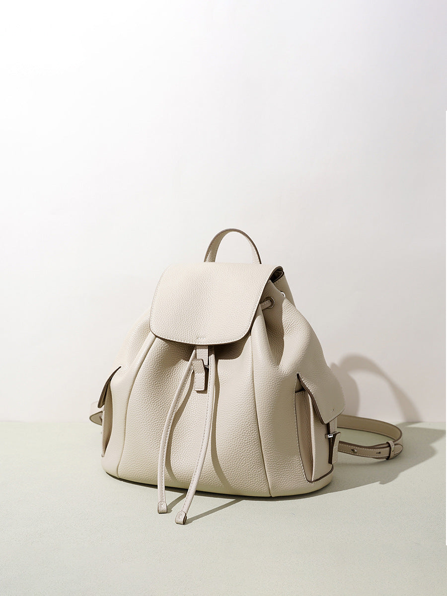 Women's Korean Style Minority Commuter Leather Drawstring Artistic Women's Backpack