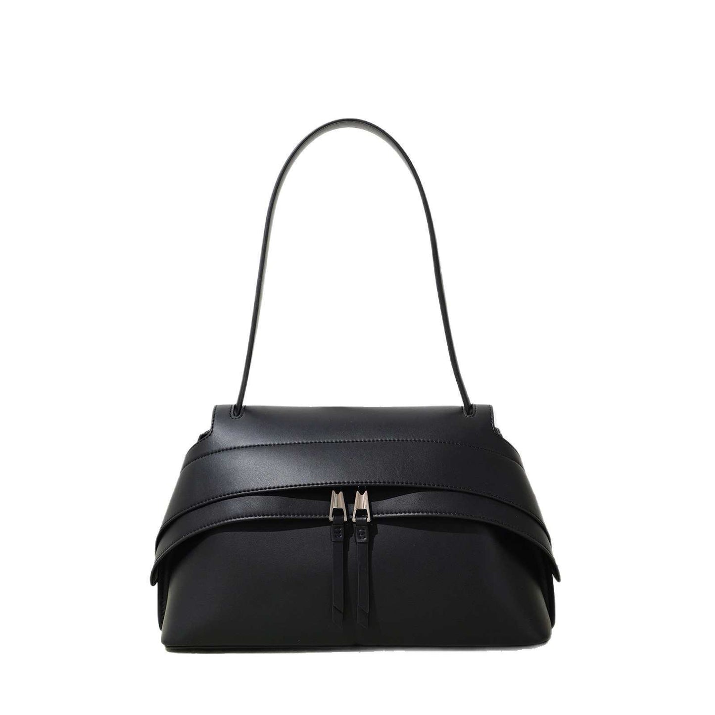 Women's Simple Fashion Trendy Design Saddle High-grade Fine Grain Leather Shoulder Bags