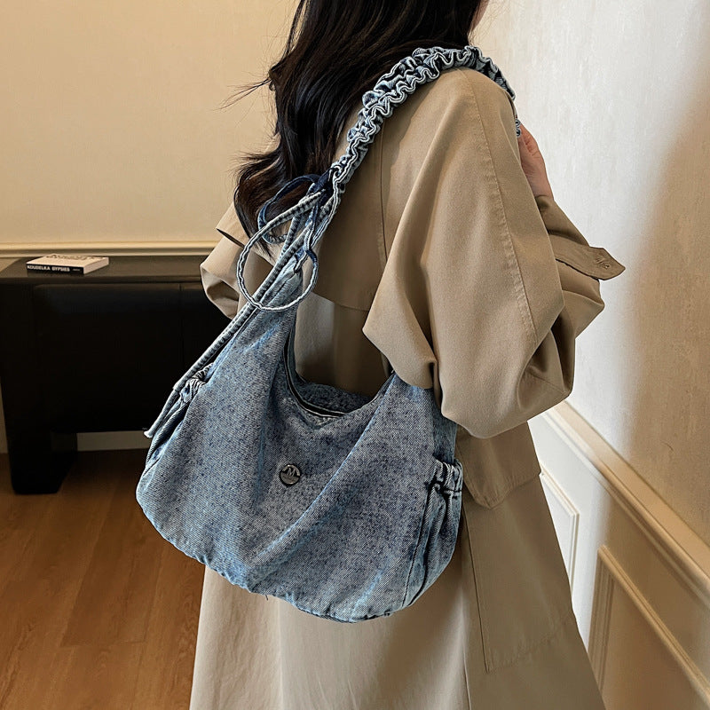 Women's Dumpling Large Capacity Lightweight Canvas Denim Bucket Bag