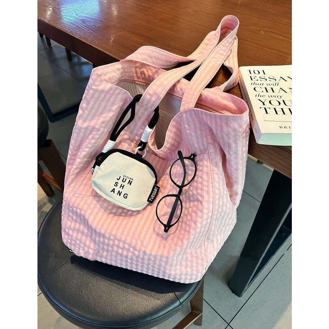 Women's Style Artistic Nylon Canvas Large Capacity Commuter Bucket Bag