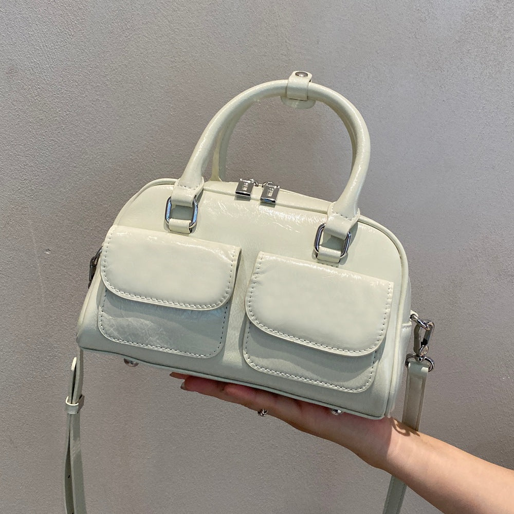 Genuine Leather Retro Female Burst Crack Cattlehide Fashion Simple Women's Handbag