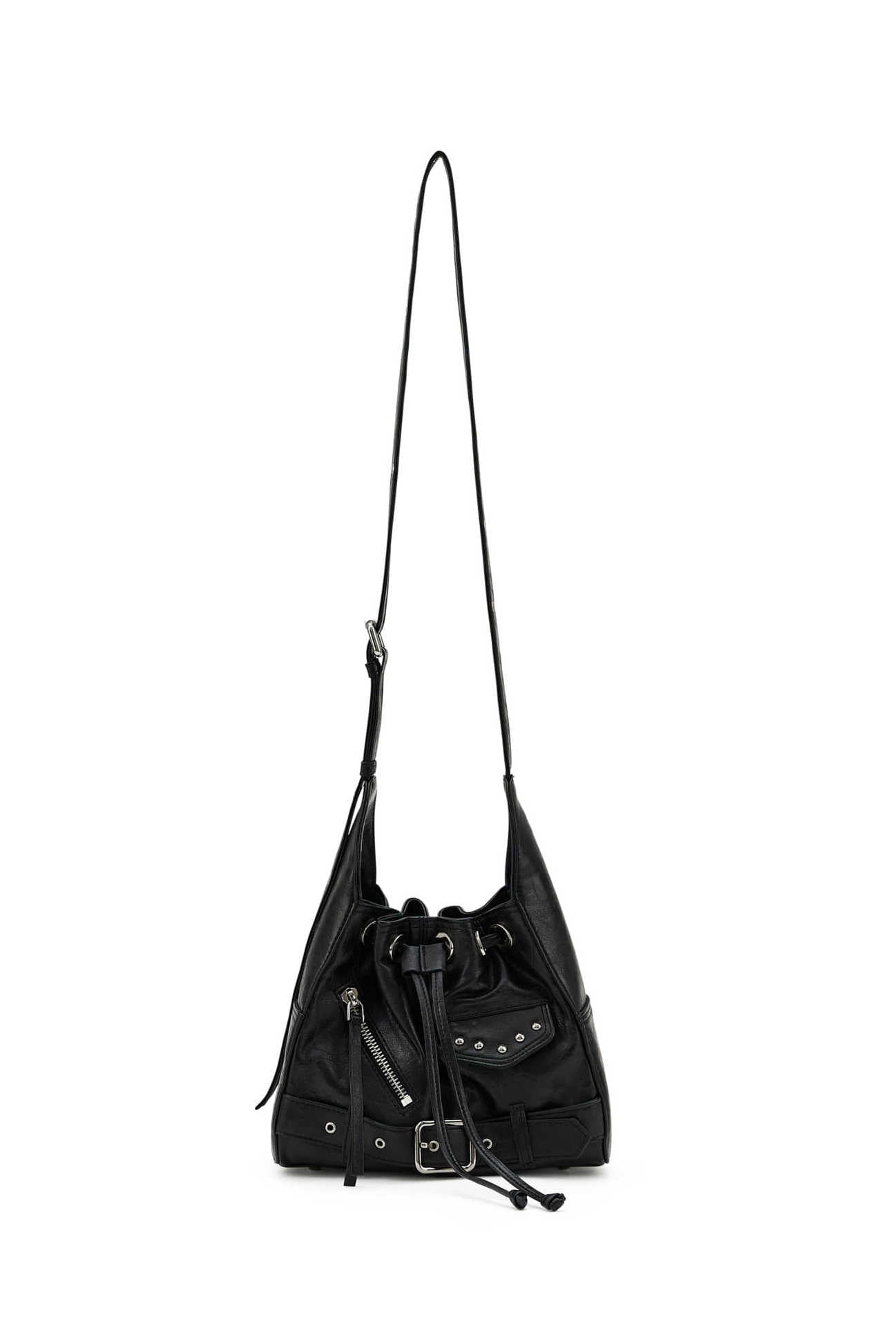 Women's Decorative Rivets Drawstring Motorcycle Large Capacity Women's Shoulder Bag