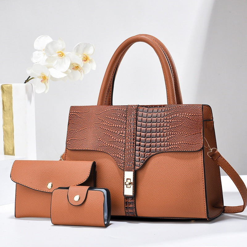 Women's Fashion Three-piece Set High Sense Alligator Underarm Bag
