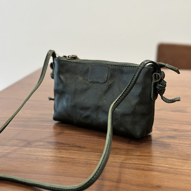 Women's Textured Genuine Leather Retro Design Commuter Bags