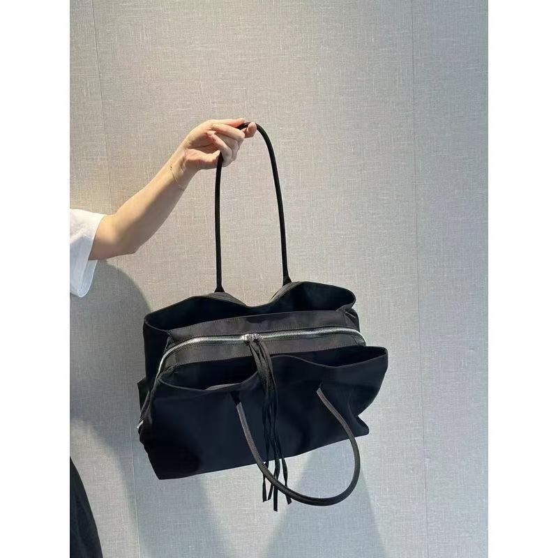 Women's & Men's Black Minimalist Large Capacity Totes Nylon Waterproof Bags