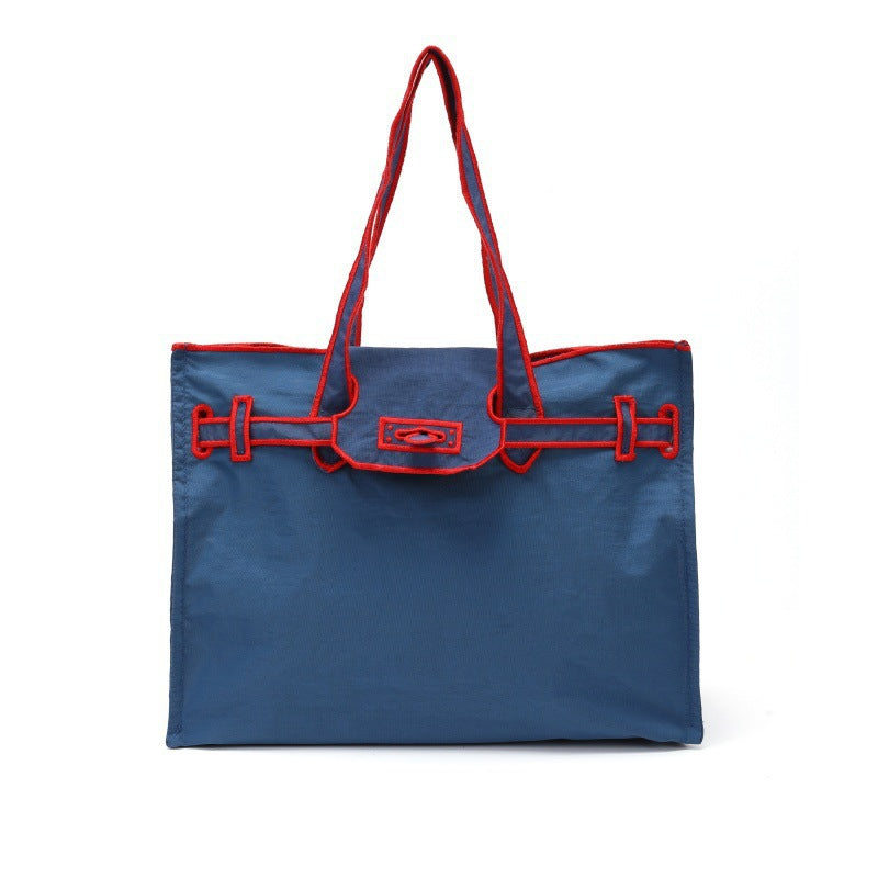 Embroidered Bow Ribbon Shopping Nylon Portable Tote Bag