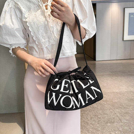 Women's Simple Letter Printing Large Capacity Lady's Underarm Bag