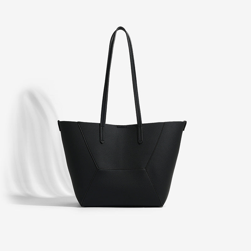 Women's Niche Retro Patchwork Contrast Color Trendy Large Capacity Commuter Son Tote Bag