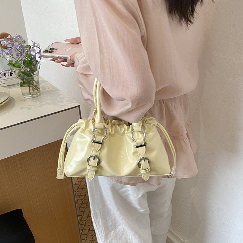 Women's Korean Style Soft Leather Pleated Portable Cloud Fashionable Texture Women's Shoulder Bag