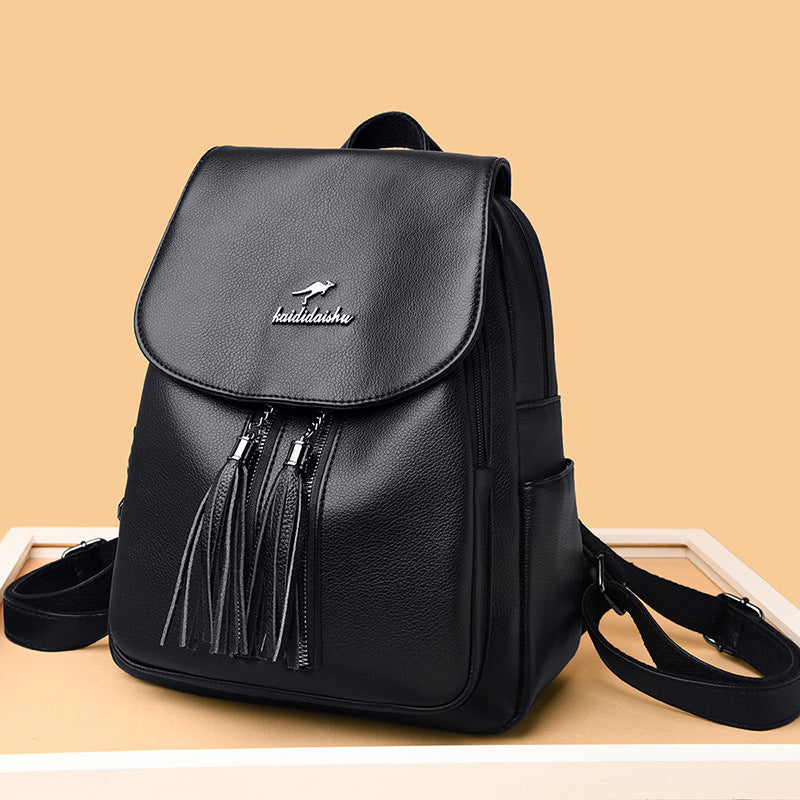 Women's Fashionable Large Capacity Soft Leather Trendy Backpacks