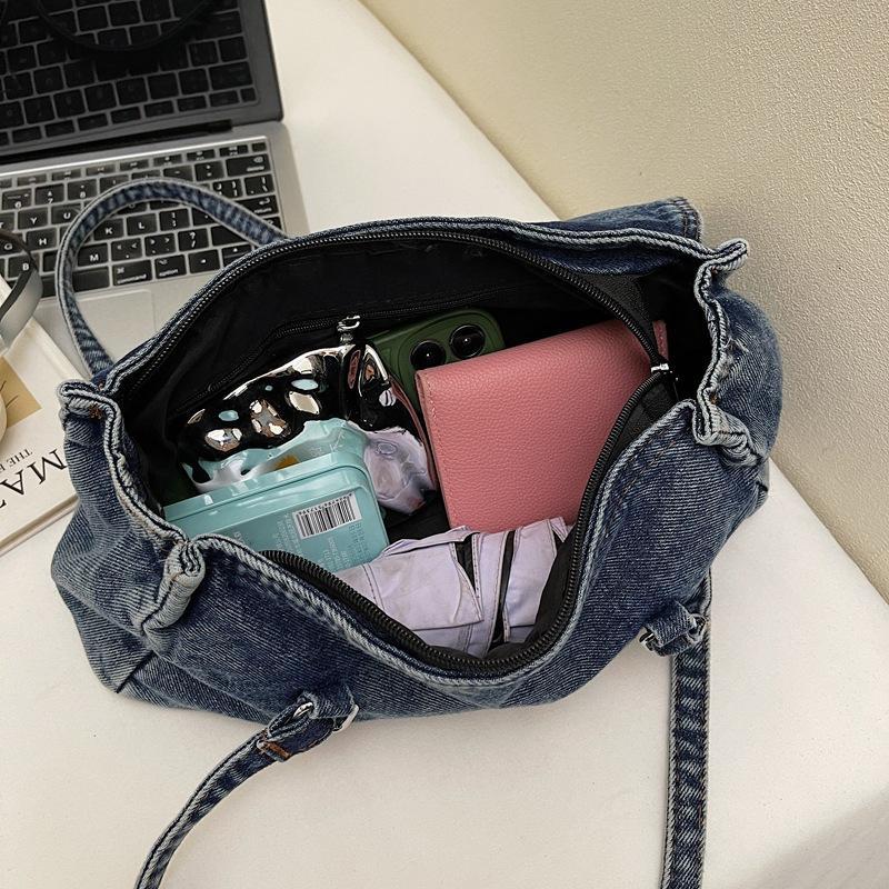Women's Autumn Retro Artistic Large Capacity Denim Class Leisure Backpack