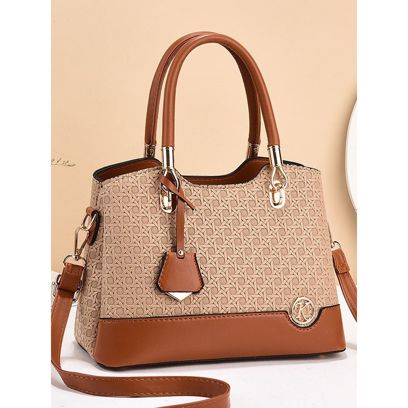 Women's Classy Mom Large Capacity Contrast Color Multilayer Fashion Handbags