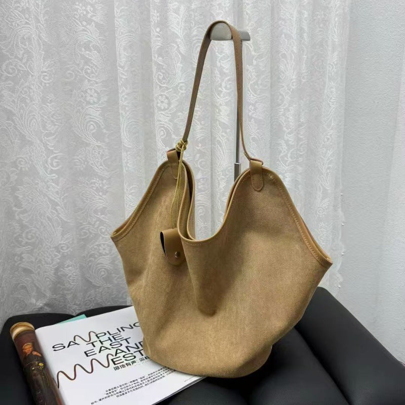 Women's Style Suede Underarm Fashion Commuter Large Tote Bag