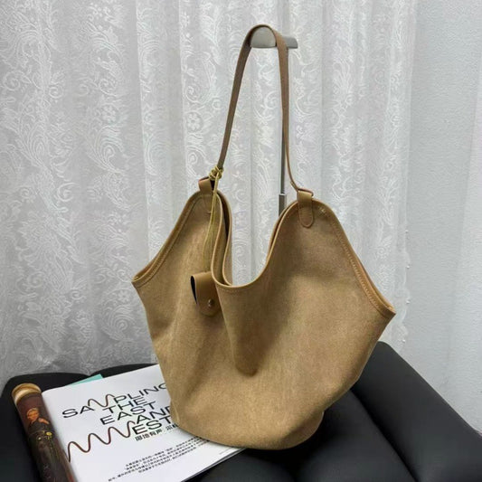 Women's Style Suede Underarm Fashion Commuter Large Tote Bag