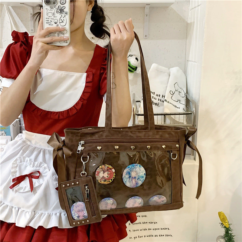 Fashionable Two-dimensional Transparent Cartoon Elegant Advanced Women's Shoulder Bag