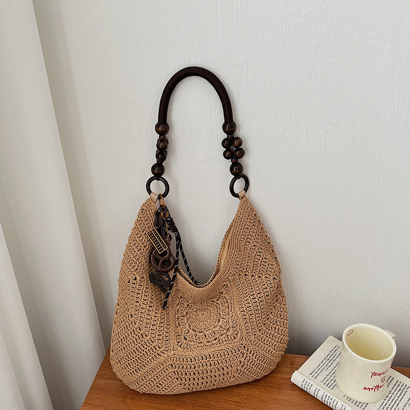 Cotton String Western Style Woven Large Women's Shoulder Bag