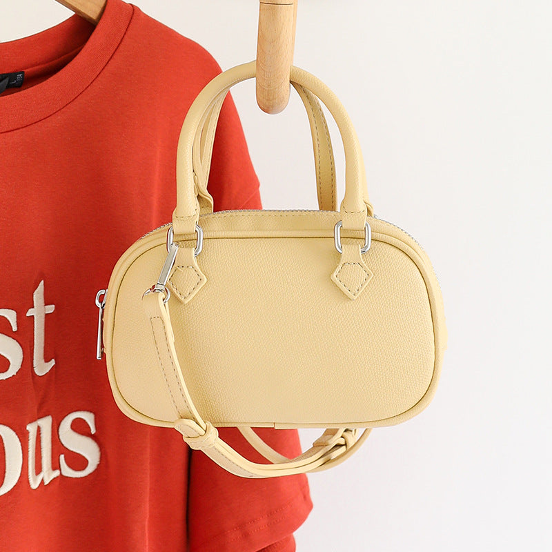 Women's Retro Simple Portable Boston Solid Color High Sense Soft Leather Women's Messenger Bag