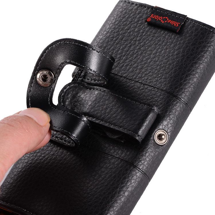 Men's Horizontal Old Cow Wear Hanging Magnetic Flip Single Layer Bags