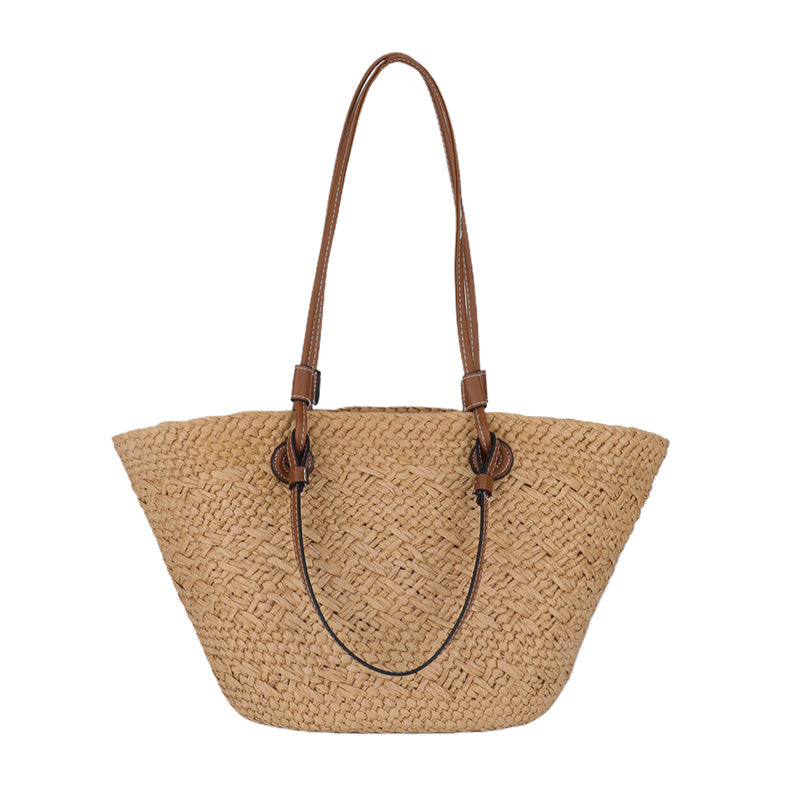 Large Capacity Simple Handmade Woven Portable Female Summer Seaside Women's Shoulder Bag