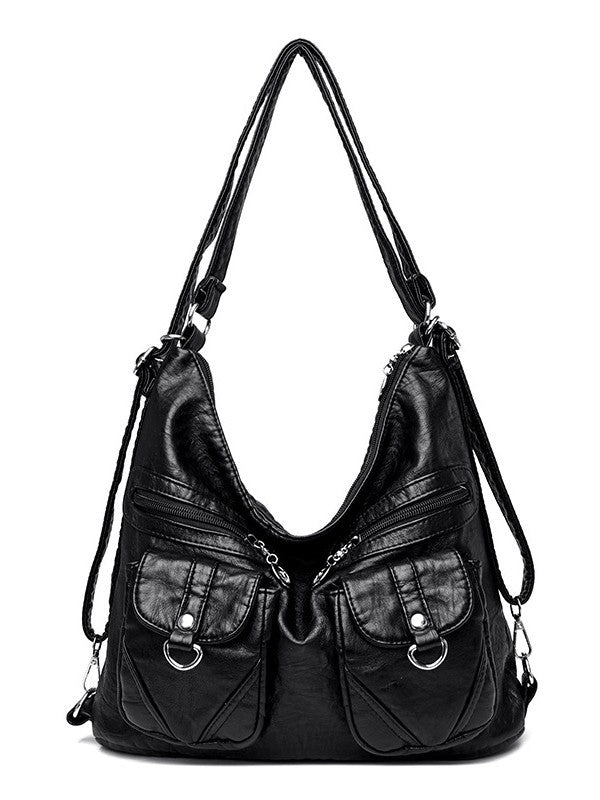 Women's Female Lady Soft Leather Simple Backpacks