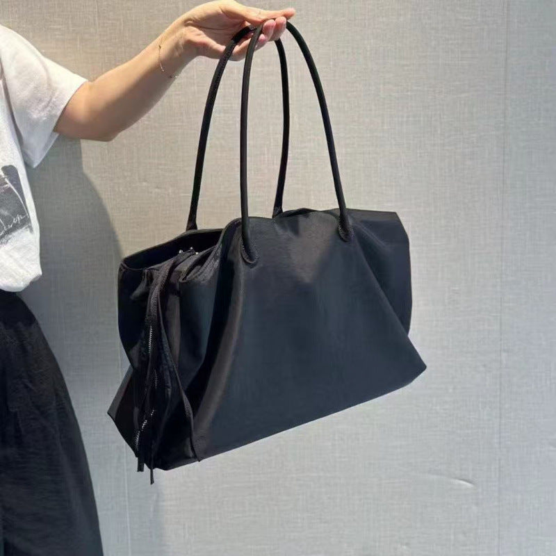 Women's & Men's Black Minimalist Large Capacity Totes Nylon Waterproof Gym Bags
