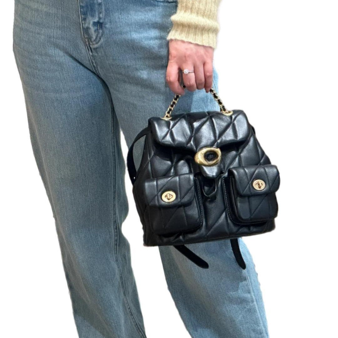 Home Classic Style Lambskin Stitching Drawstring Rhombus Women's Backpack