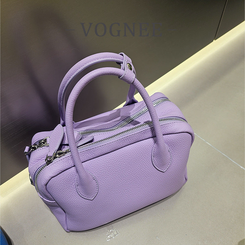 Women's Classic Fashion First Layer Cowhide Boston Women's Handbag