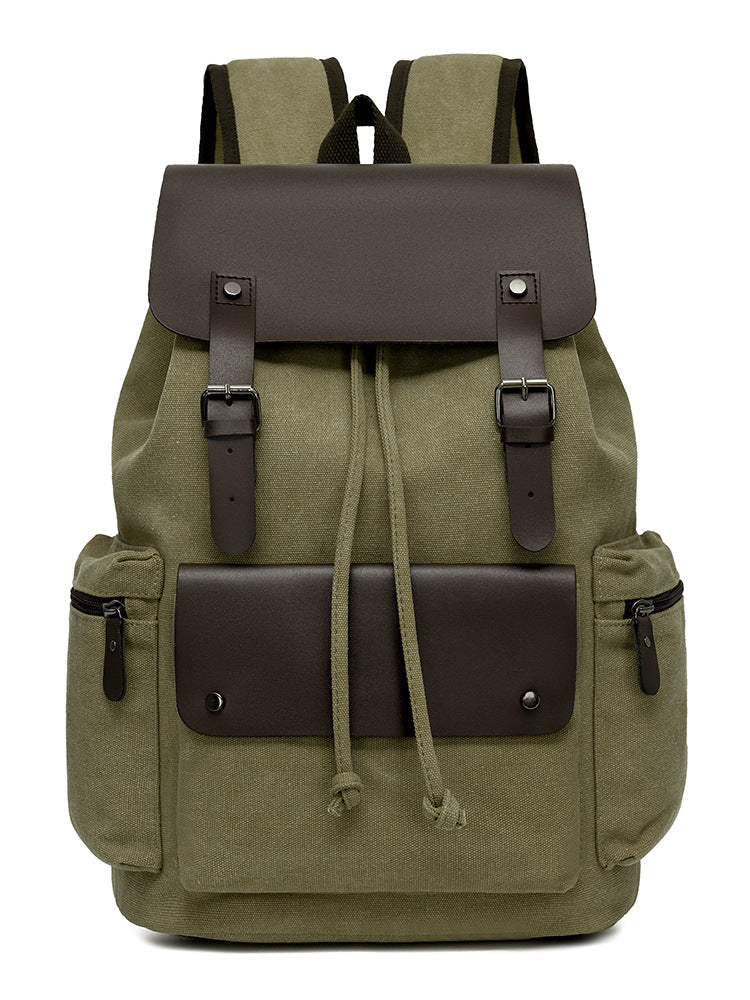 Men's Canvas Computer Personalized Fashion Drawstring Flip Retro Women's Backpack