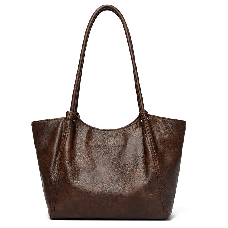 Women's Simple Commuter Large Capacity Fashion Underarm Genuine Tote Bags