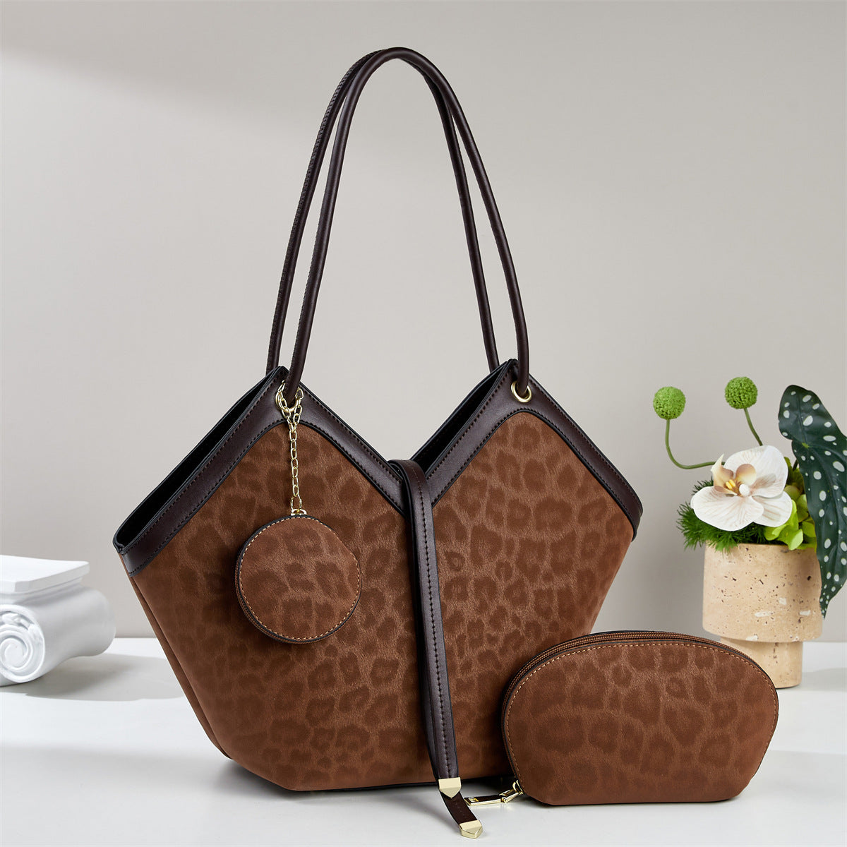 Women's Niche Simple Leopard Print Three-piece Bags