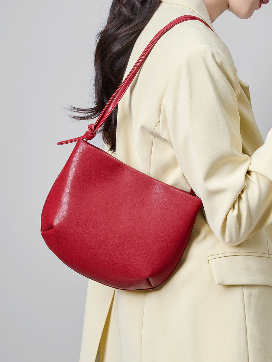 Women's Saddle Simple Commute High-grade Summer Versatile Genuine Leather Women's Messenger Bag