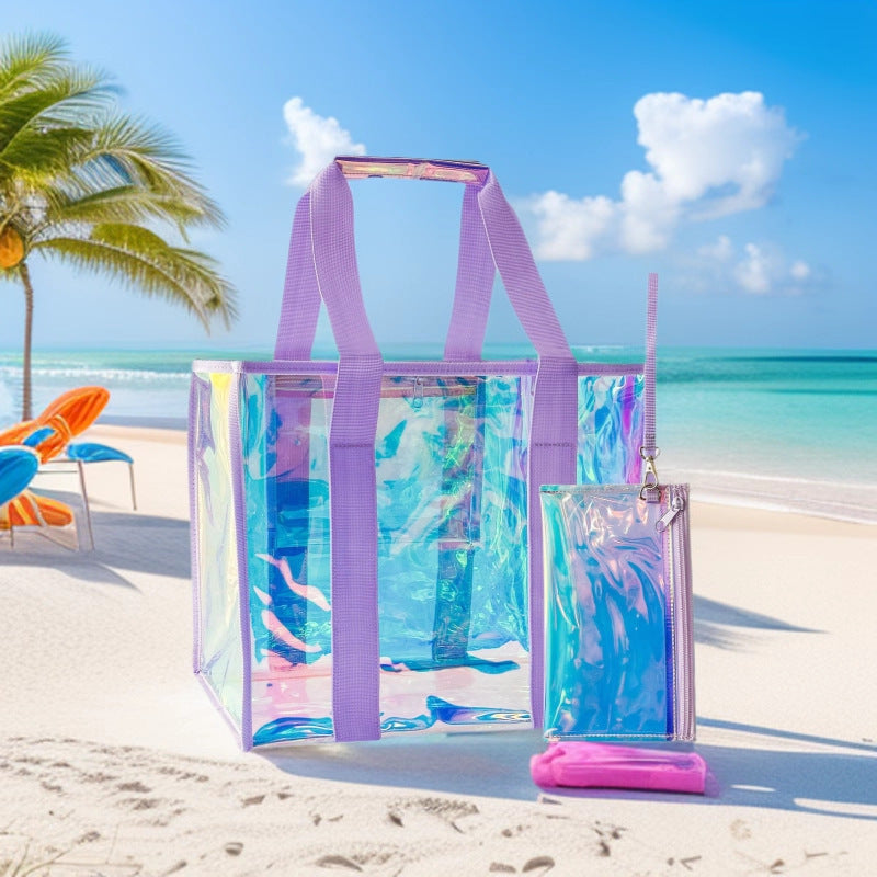 Women's Colorful Portable Waterproof Gel Beach Tote Bag