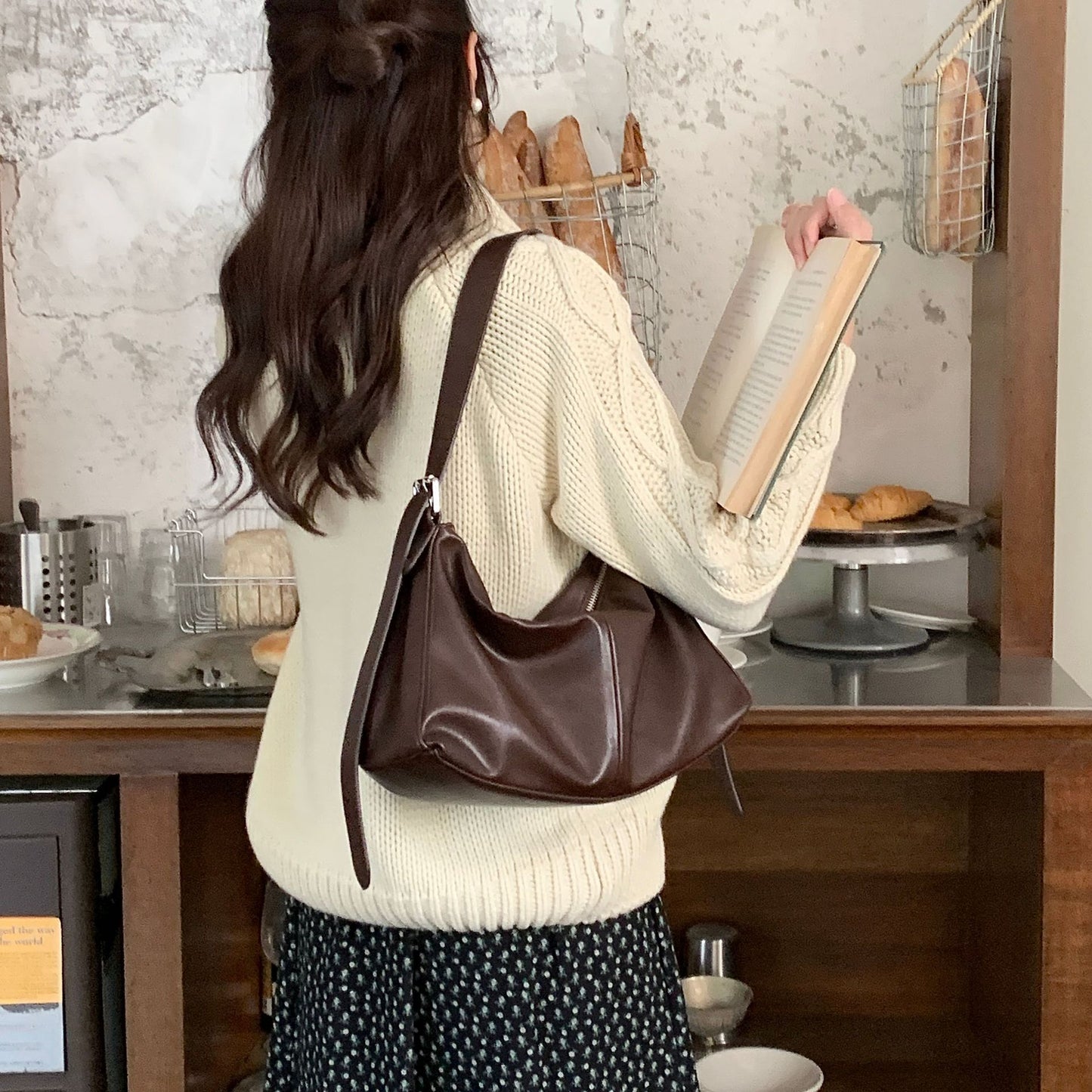 Women's Fashion Solid Color Texture Advanced Women's Handbag