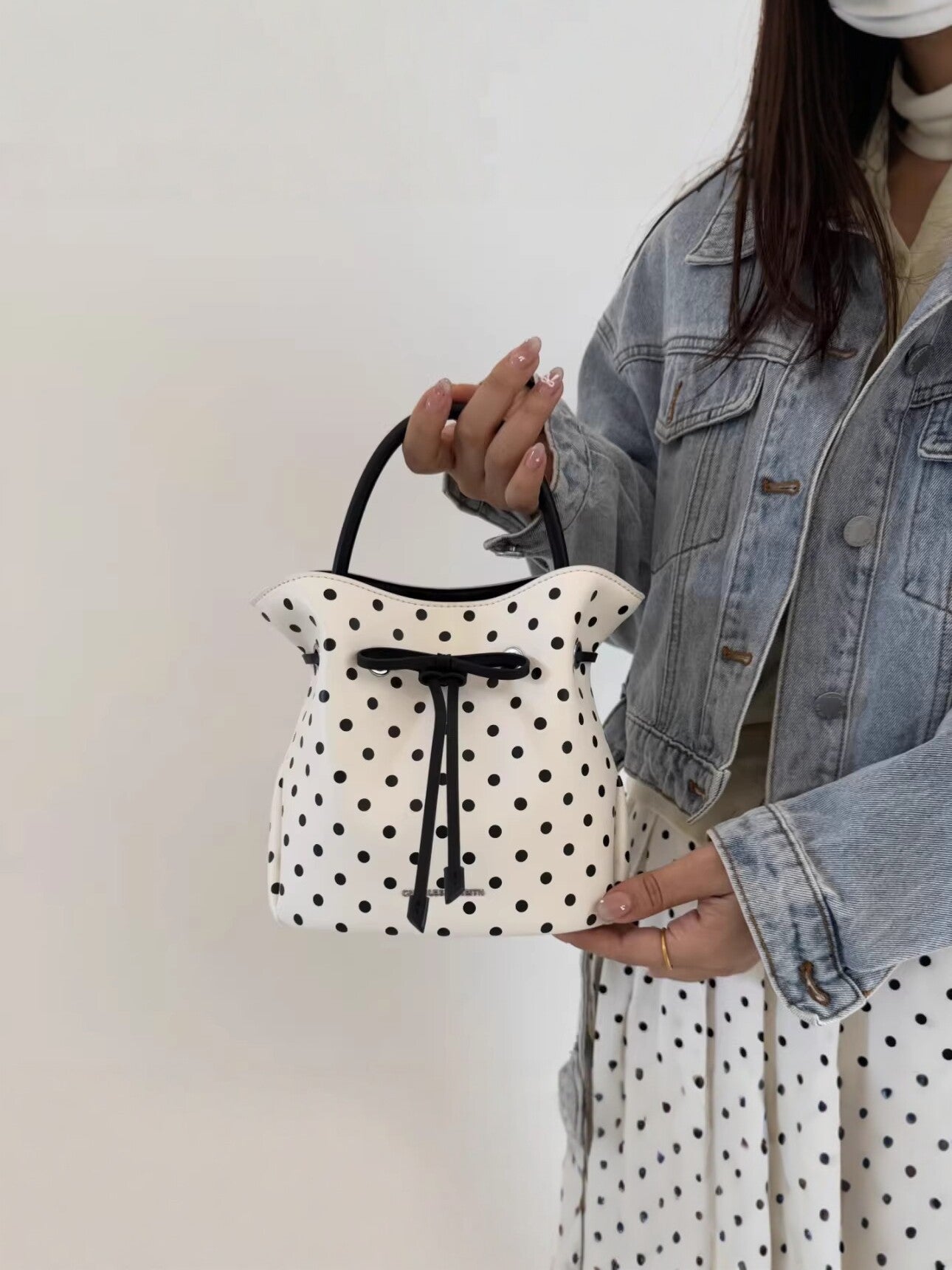 Women's Korean Style Polka Dot Versatile Fashion Bucket Bags