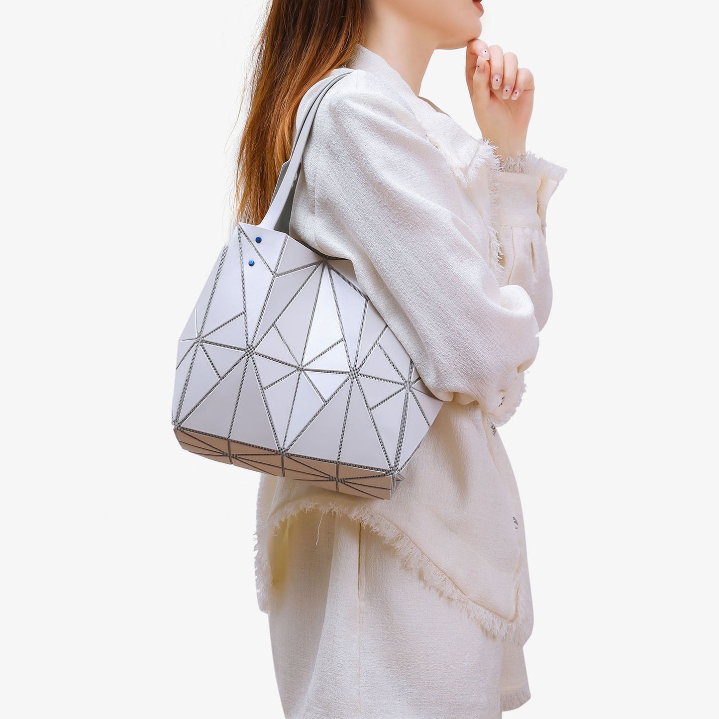 Women's Color Nail Crystal Geometric Rhombus Big Women's Handbag