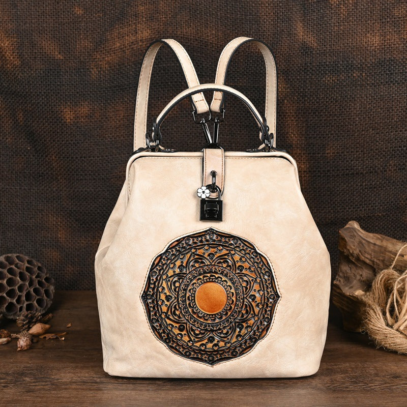 Women's Embossing Urban Simple Style Leisure Hand-rub Women's Backpack