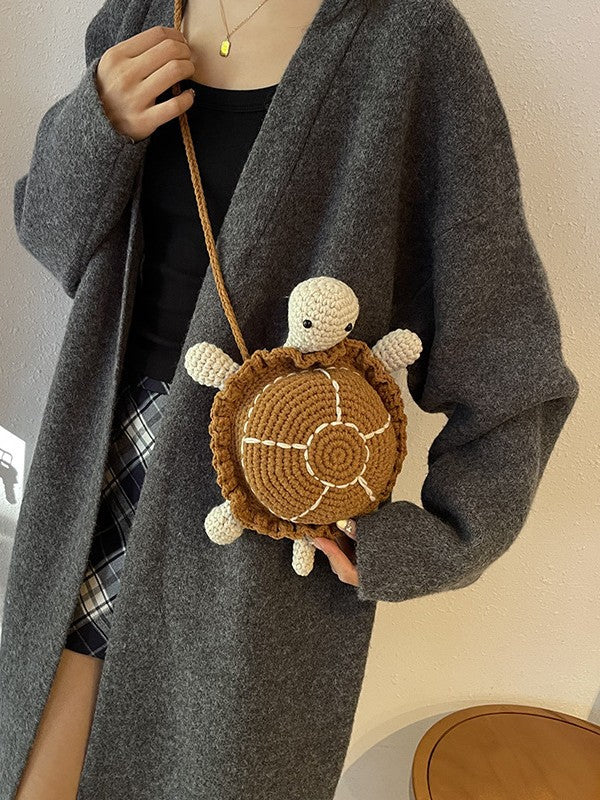 Women's Cute Little Turtle Knitted Tide Woven Finished Cartoon Western Underarm Bag