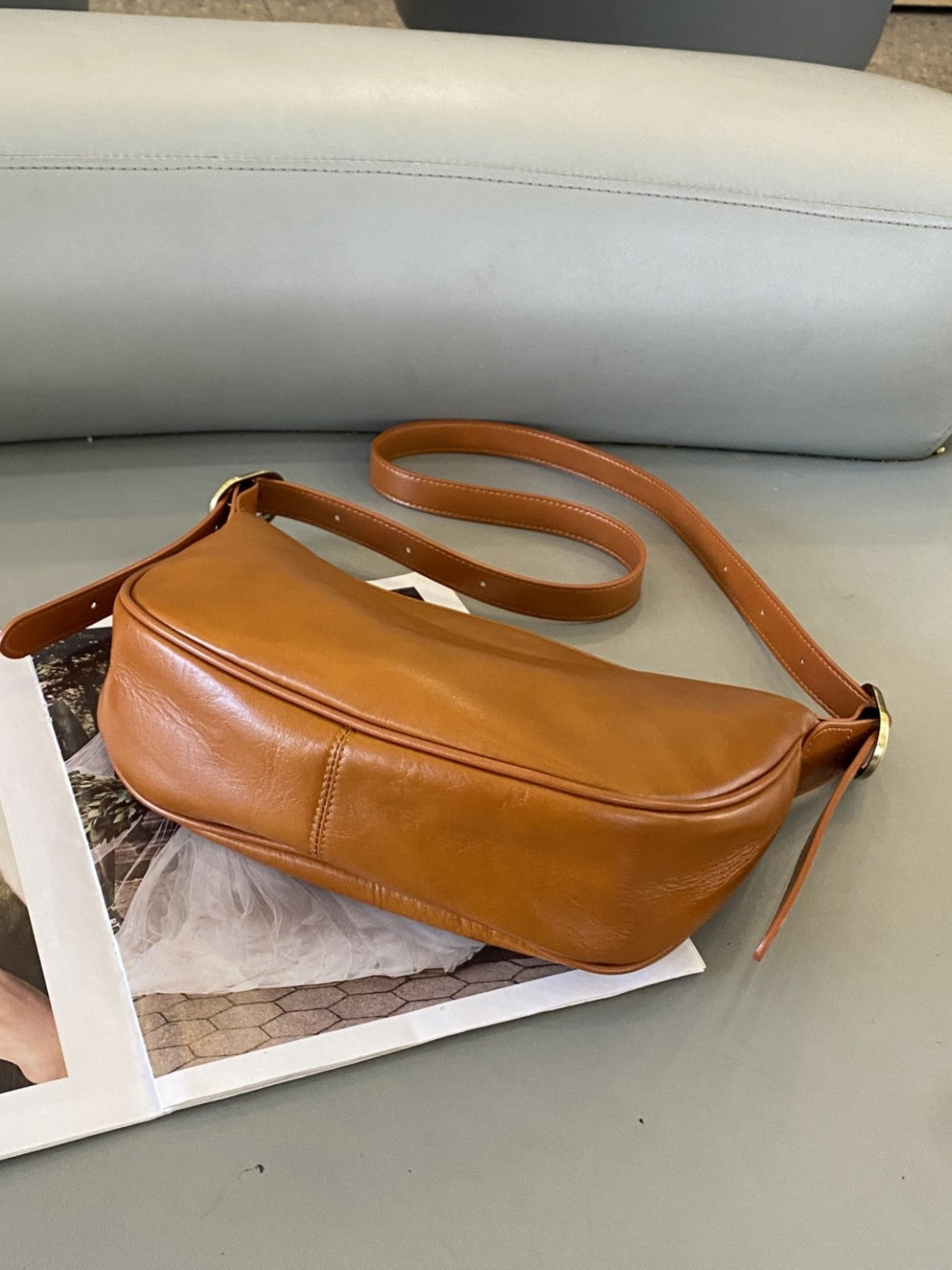 Women's Genuine Leather Fashion Underarm Dumpling Retro Commuter Female Bucket Bag