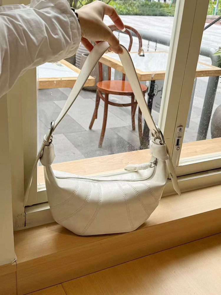Soft Leather Croissant Design Dumpling Fashion Women's Shoulder Bag
