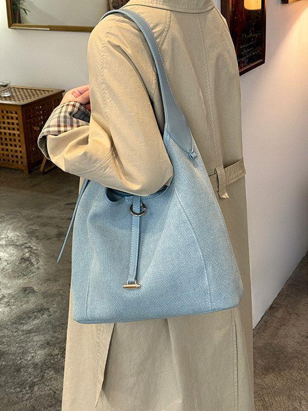 Women's Lazy Feeling Denim Canvas Large Capacity Commuter Tote Bag