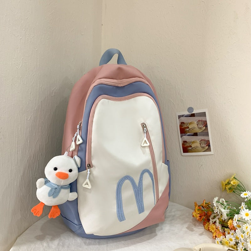 Female High American Retro Large Capacity Primary Leisure Backpack