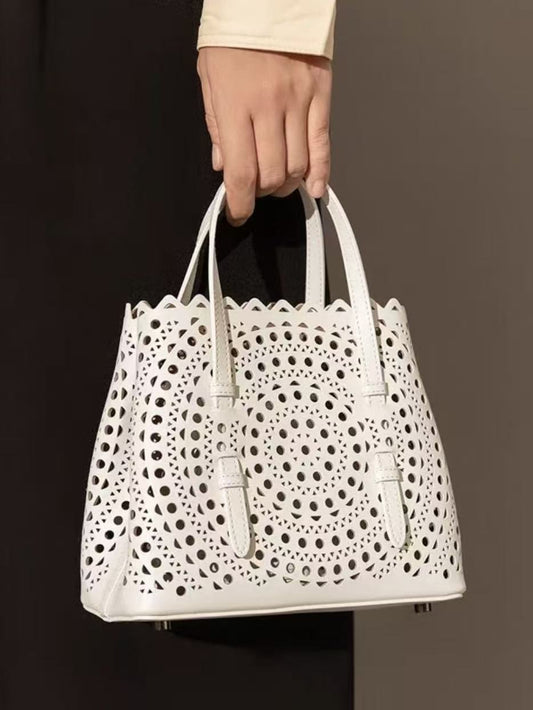 Women's Leather High-grade Niche Wave Hollow Carved Vegetable Women's Shoulder Bag