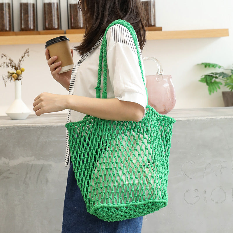 Women's Korean Style Leisure Artistic Fashion Canvas Cotton Bucket Bags