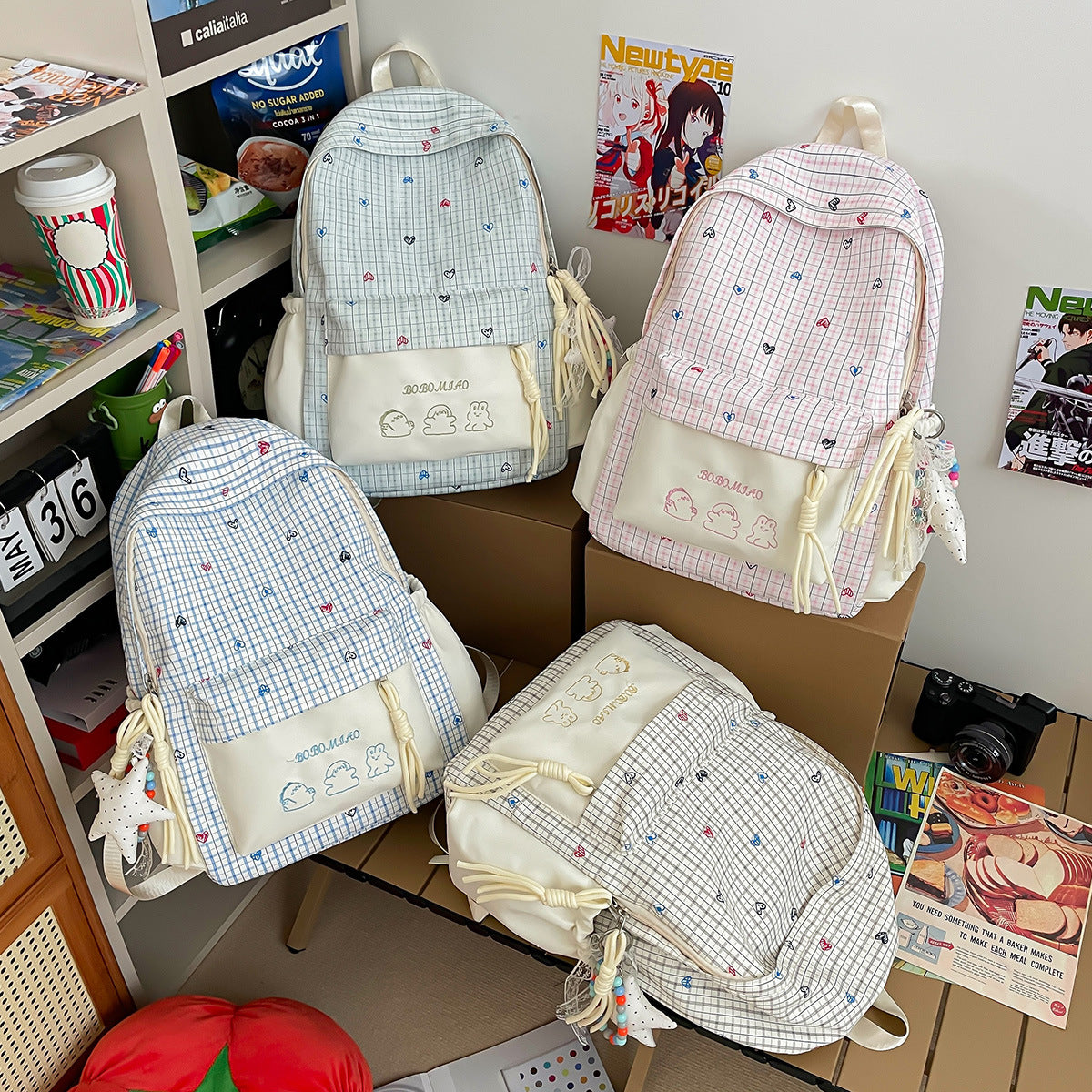 Leisure Plaid Female Junior High Cute School Bags