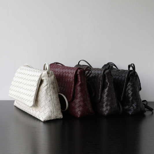 Women's Light Luxury Minority Advanced Texture Sheepskin Hand-woven Large Capacity Genuine Underarm Bag